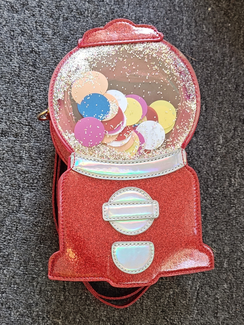 Red Glitter Gumball Crossbody/Backpack Bag - Playful Women's Purse